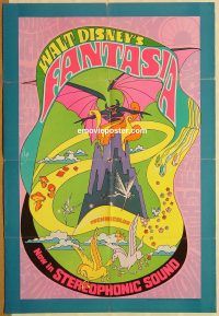 y363 FANTASIA one-sheet movie poster R70 wild psychedelic artwork!