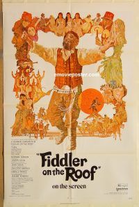 y373 FIDDLER ON THE ROOF one-sheet movie poster '72 Topol, Molly Picon