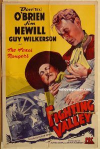 y377 FIGHTING VALLEY one-sheet movie poster '43 The Texas Rangers!