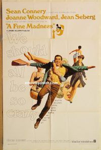 y381 FINE MADNESS one-sheet movie poster '66 Sean Connery, Woodward, Seberg
