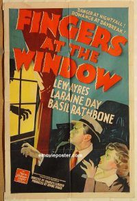 y382 FINGERS AT THE WINDOW one-sheet movie poster '42 Lew Ayres, Laraine Day