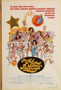 y388 FISH THAT SAVED PITTSBURGH one-sheet movie poster '79 basketball!