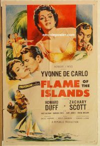 y394 FLAME OF THE ISLANDS one-sheet movie poster '55 Yvonne De Carlo