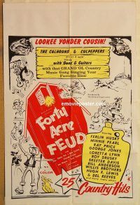 y413 FORTY ACRE FEUD one-sheet movie poster '66 hillbillies, Ferlin Husky!