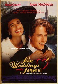 y415 FOUR WEDDINGS & A FUNERAL DS one-sheet movie poster '94 Hugh Grant