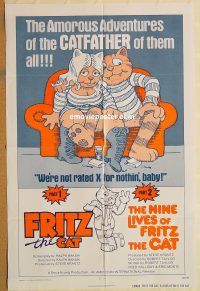 y428 FRITZ THE CAT/NINE LIVES OF FRITZ THE CAT one-sheet movie poster '75