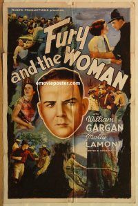 y437 FURY & THE WOMAN one-sheet movie poster '36 William Gargan, Lamont