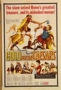 y468 GOLD FOR THE CAESARS one-sheet movie poster '64 Jeffrey Hunter