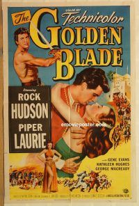 y469 GOLDEN BLADE one-sheet movie poster '53 Rock Hudson, Piper Laurie