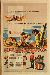 y489 GUN FURY Spanish/US one-sheet movie poster '53 Rock Hudson, Donna Reed