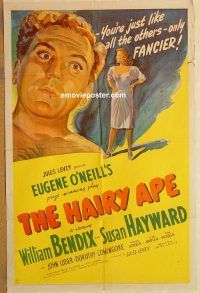 y492 HAIRY APE one-sheet movie poster '44 Eugene O'Neill, William Bendix