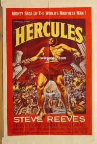 y514 HERCULES signed one-sheet movie poster '59 mightiest man Steve Reeves!