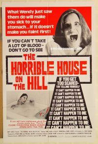 y529 HORRIBLE HOUSE ON THE HILL one-sheet movie poster '74 wild!