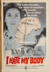 y560 I HATE MY BODY one-sheet movie poster '74 sexy horror!