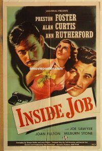 y572 INSIDE JOB one-sheet movie poster '46 Preston Foster, Rutherford