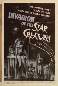 y576 INVASION OF THE STAR CREATURES one-sheet movie poster '62 Ball