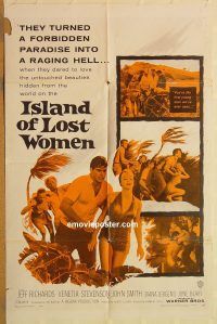 y579 ISLAND OF LOST WOMEN one-sheet movie poster '59 sexy tropical babes!