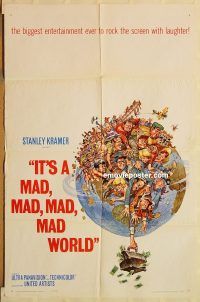 y583 IT'S A MAD, MAD, MAD, MAD WORLD one-sheet movie poster '64 Berle