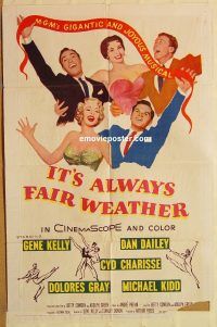 y585 IT'S ALWAYS FAIR WEATHER one-sheet movie poster '55 Gene Kelly