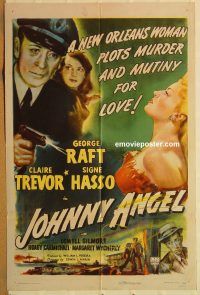 y592 JOHNNY ANGEL one-sheet movie poster '45 George Raft, Claire Trevor