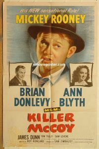 y603 KILLER MCCOY one-sheet movie poster '47 Mickey Rooney, Donlevy, Blyth