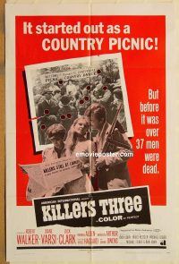 y604 KILLERS THREE one-sheet movie poster '68 AIP, crime spree!