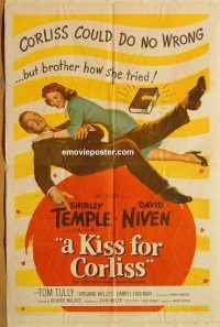 y611 KISS FOR CORLISS one-sheet movie poster '49 Shirley Temple, Niven