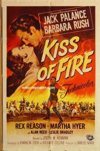 y613 KISS OF FIRE one-sheet movie poster '55 Jack Palance, Barbara Rush