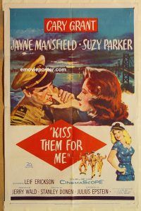 y616 KISS THEM FOR ME one-sheet movie poster '57 Cary Grant, Suzy Parker