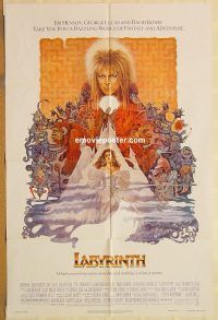 y622 LABYRINTH one-sheet movie poster '86 David Bowie, Henson, Conis art!