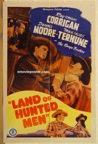 y626 LAND OF HUNTED MEN one-sheet movie poster '43 Range Busters, western!