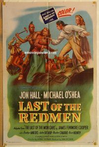 y633 LAST OF THE REDMEN one-sheet movie poster '47 Jon Hall, O'Shea