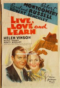 y664 LIVE, LOVE & LEARN one-sheet movie poster '37 Robert Montgomery