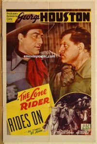 y666 LONE RIDER RIDES ON one-sheet movie poster '41 George Houston
