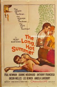 y669 LONG HOT SUMMER one-sheet movie poster '58 Paul Newman, Woodward