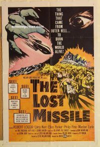 y677 LOST MISSILE one-sheet movie poster '58 came from from outer hell!