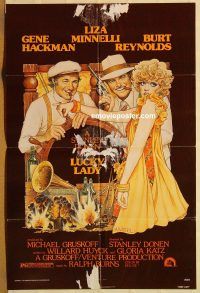 y688 LUCKY LADY one-sheet movie poster '75 Gene Hackman, Richard Amsel art!