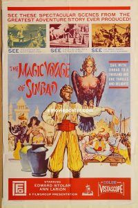 y699 MAGIC VOYAGE OF SINBAD one-sheet movie poster '62 Edward Stolar