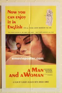 y702 MAN & A WOMAN style B one-sheet movie poster '66 Aimee, Trintignant
