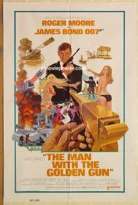 y708 MAN WITH THE GOLDEN GUN one-sheet movie poster '74 James Bond