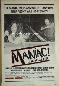 y710 MANIAC one-sheet movie poster '77 Oliver Reed, Deborah Raffin