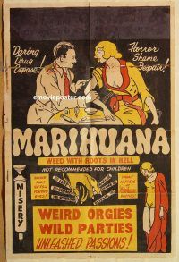 y716 MARIHUANA one-sheet movie poster '35 Esper, daring drug expose!