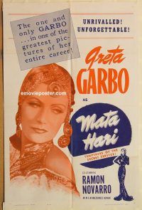 y724 MATA HARI one-sheet movie poster R63 Greta Garbo, Novarro