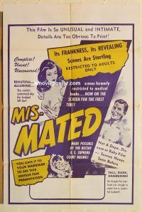 y744 MIS-MATED one-sheet movie poster '60s uncensored sexploitation!