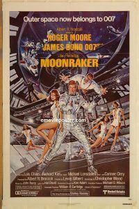 y759 MOONRAKER one-sheet movie poster '79 Roger Moore as James Bond!