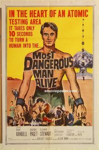y763 MOST DANGEROUS MAN ALIVE one-sheet movie poster '61 atomic testing!