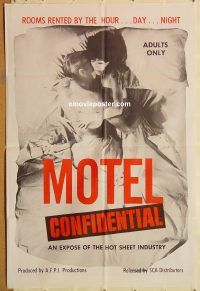 y764 MOTEL CONFIDENTIAL one-sheet movie poster '67 sexploitation, hot sheets!