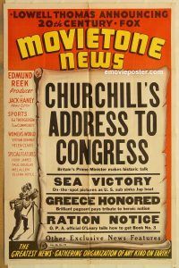 y768 MOVIETONE NEWS v25 #75 one-sheet movie poster '39 Churchill's speech!