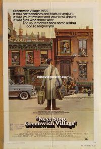 y796 NEXT STOP GREENWICH VILLAGE style B one-sheet movie poster '76 Lettick