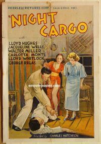 y799 NIGHT CARGO one-sheet movie poster '36 Lloyd Hughes, Jacqueline Wells